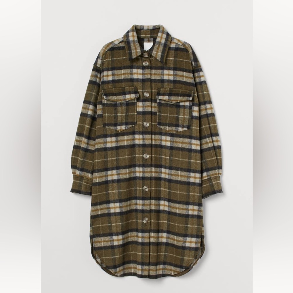 H&M long plaid shirt jacket